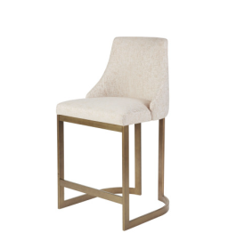 26 H Upholstered Counter Stool With Metal Base (Option: Cream)