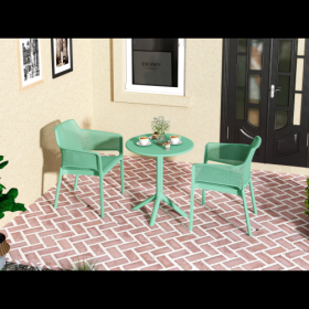 3 Piece Plastic Arm Chair Bistro GRS Premium Ocean Plastic, Green (Option: Army Green)