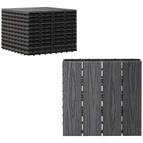 12x12 Interlocking Patio Tiles, 11PCS WPC Quick Interlocking, Resistant To Rot And Splintering, DIY, For Porch, Balcony, Grey (Color: Grey)