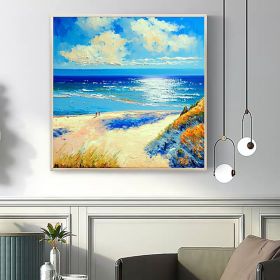 Handmade Oil Painting Canvas Wall Art Decor Original The Blue Ocean Abstract Scenery Painting for Home Decor  Living Room hallway bedroom luxurio (size: 80x80cm)